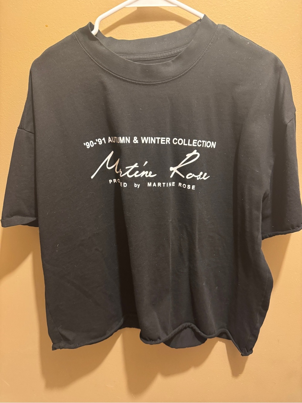 Martine Rose Black T-Shirt with White Script Logo